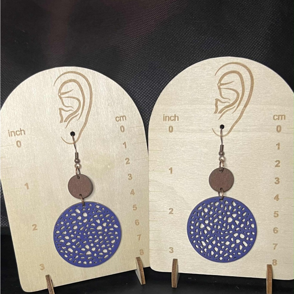 Blue & Brown Layered Circle Dangle Earrings
